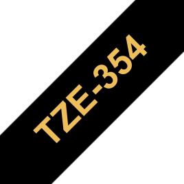 Compatible Brother TZe354 Cinta Laminada  de etiquetas - Texto dorado sobre fondo negro - Ancho 24mm x 8 metros