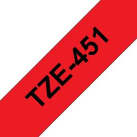 Compatible Brother TZe451 cinta laminada de etiquetas - Texto negro sobre fondo rojo - Ancho 24mm x 8 metros