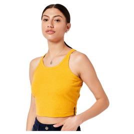 Colete Vintage Crop Ribbed M Ochre Marl