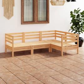 4 pcs conjunto lounge de jardim pinho maciço