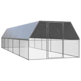 Galinheiro de Exterior 3x10x2 M Aço Galvanizado