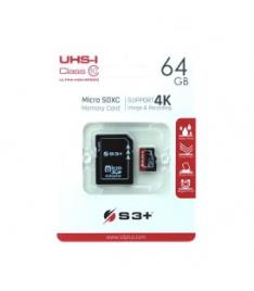 Cartão de Memória Micro Sdxc S3plus 64gb Uhs-i u1 Class 10 com Adaptador