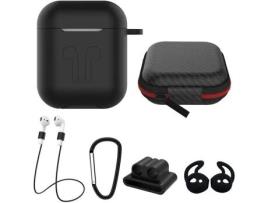 Capa em Silicone , 6in1 com Accessory, Apple AirPods, Preto, CY120795