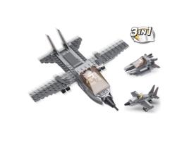 Construção  Army - 3 em 1 Avião de Combate (Idade Mínima: 6 - 125 Peças)