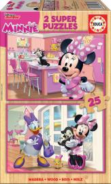 Educa - Puzzle 2x25 Peças - Minnie Ajudantes Felizes