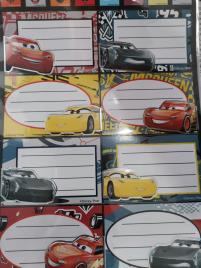 8 Etiquetas Autocolantes Cars 3
