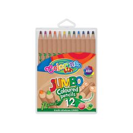 Lápis Cor Redondo Jumbo Madeira Natural 12 Cores 