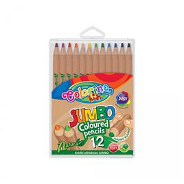 Lápis Cor Redondo Jumbo Madeira Natural 12 Cores Colorino
