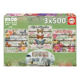 Conjunto de 3 Puzzles  Jardín Campestre (500 Peças)