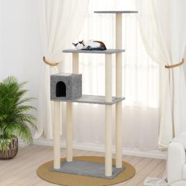 vidaXL Árvore p/ gatos c/ postes arranhadores sisal 147cm cinza-claro