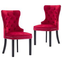 Cadeiras de Jantar 2 pcs Veludo Vermelho Tinto