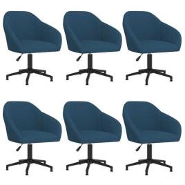 Cadeiras de Jantar Giratórias 6 pcs Veludo Azul