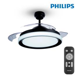 VENTOINHA DE TETO LED DC 28W+35W 4.000K-5.500K PRETO ATLAS 