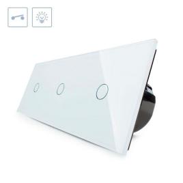 Interruptor 3 modulos táctil 3 botões frontal branco