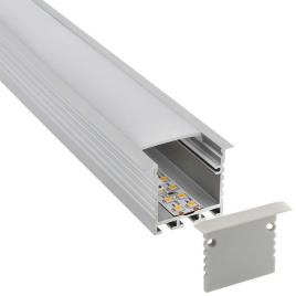 Kit - perfil aluminio teito para fitas led 2 metros