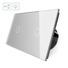 Comutador táctil 2 botões frontal cinzento