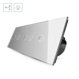 Comutador táctil 6 botões frontal cinzento