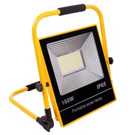 Projetor led 100w solar/com bateria recarregável vermelho + azul + branco rbw branco frio