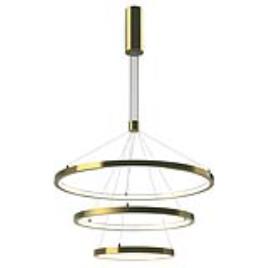 Luminária suspendida tricycle in 108w gold ø807+ø600+ø395mm triac regulável branco neutro