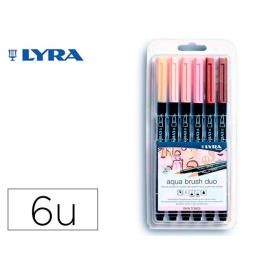 Marcador Aqua Brush Aguarela Ponta Dupla e Pincel Tons Pele 6 Unid. 