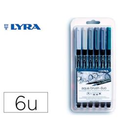 Marcador Aqua Brush Aguarela Ponta Dupla e Pincel Tons Cinzas 6 Unid. 