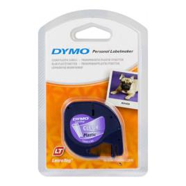 DYMO Fita de Etiquetar S0721530 LetraTAG, Preto sobre Transparente, 12 mm x 4 m