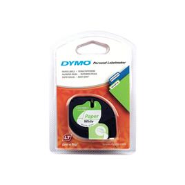 DYMO Fita LetraTAG S0721510, papel preto sobre branco, 12 mm x 4 m