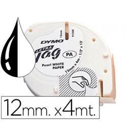 Fita DYMO Letratag Papel 12mmx4m Preto/Branco S0721510