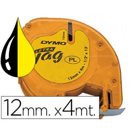 Fita DYMO letratag Plástica 12mmx4m Amarela/Preta 91202
