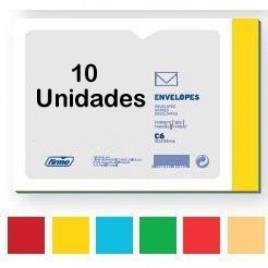 Envelope Cor 114x162mm Amarelo C6 10 Unidades