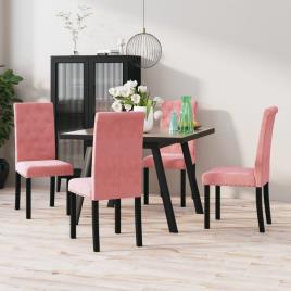 Cadeiras de jantar 4 pcs veludo rosa