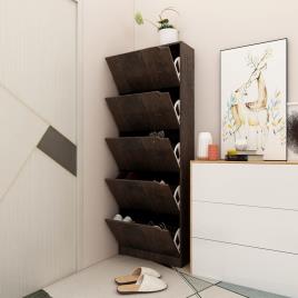 Armário sapatos 5 portas contrapl. 59x24x167 cm carvalho fumado