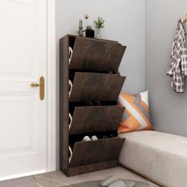 Armário sapatos 4 portas contrapl. 59x24x136 cm carvalho fumado