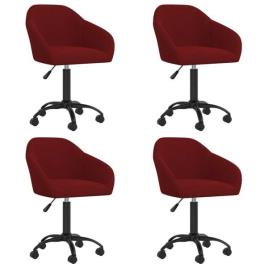 Cadeiras de Jantar Giratórias 4 pcs Veludo Vermelho Tinto