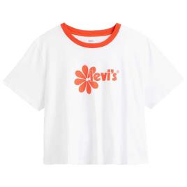 Levi´s ® Camiseta Jordie Cropped Plus Size 2X Poster Logo Daisy Chest Hit White / Enamel Orange Rib