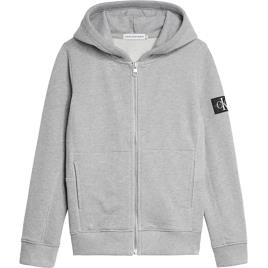 Moletom Com Zíper Rib Blocking Badge 12 Years Light Grey Heather