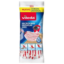 Recarga Esfregona Premium 2 em 1, Microfibra, Vermelho e Branco