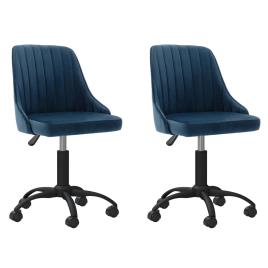 Cadeiras de Jantar Giratórias 2 pcs Veludo Azul