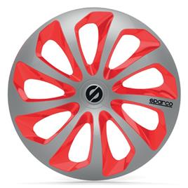 4 Tampões Prata/vermelho Sparco Sicilia 13 Polegadas