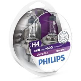 2 Lâmpadas Philips H4 Visionplus 55w 12v