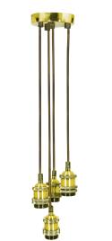 Candeeiro Pendente E27 Quad Dourado Brilhante