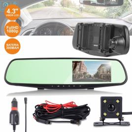 CÂMARA VIGILÂNCIA FHD 1080P ESPELHO RETROVISOR AUTOMÓVEL 4.3