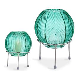 Vaso Azul Bol Metal Vidro (14,5 x 19,5 x 14,5 cm)