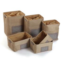 Conjunto de Cestas Home Bege Têxtil (30 x 40 x 45 cm) (6 Peças)
