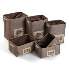 Conjunto de Cestas Home Castanho Têxtil (30 x 40 x 45 cm) (6 Peças)