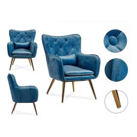 Poltrona Azul Veludo (68 x 92 x 70 cm)