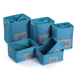 Conjunto de Cestas Home Azul Têxtil (30 x 40 x 45 cm) (6 Peças)