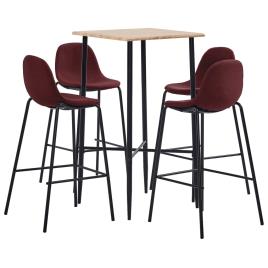 Conjunto de Bar Tecido Vermelho Tinto 5 pcs