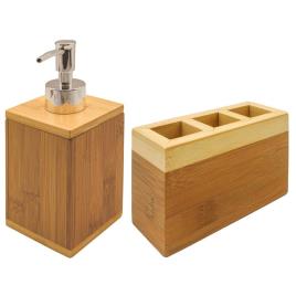 Conjunto de Banho DKD Home Decor Bambu (13 x 5 x 9 cm) (2 pcs)