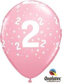 6 Balões Impressos Aniversário Nº2 - Rosa